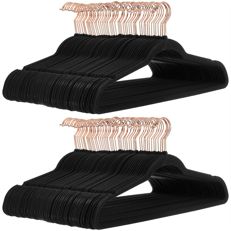 5 cintres pour accessoires antidérapants, Noir/Or rose, 100