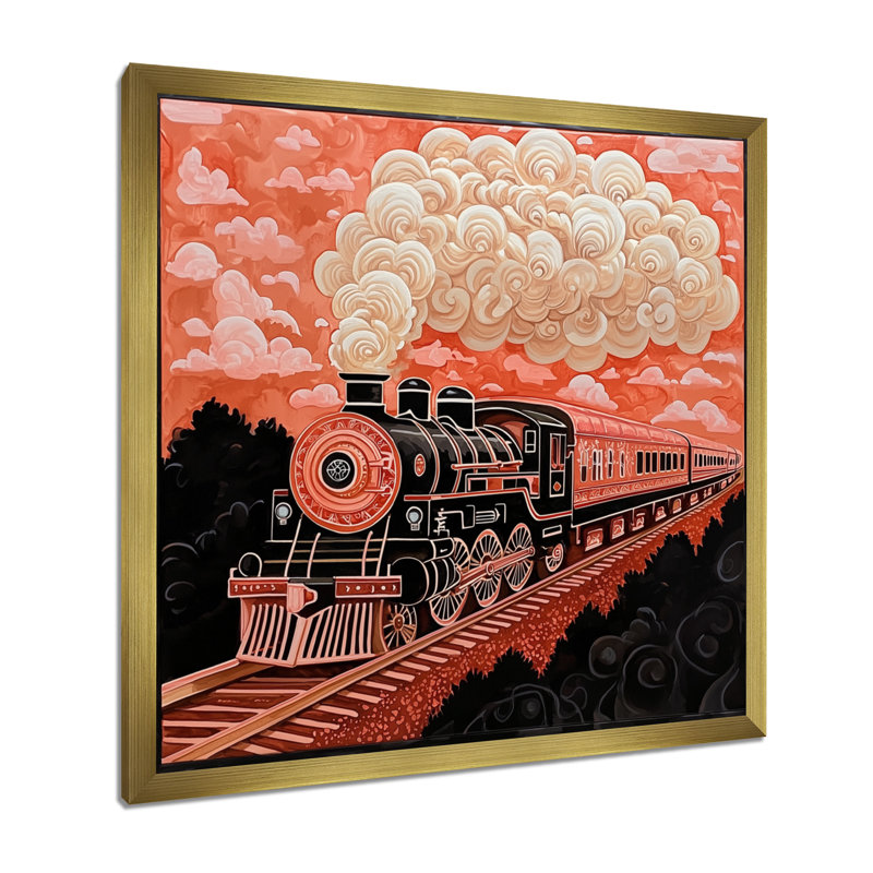 Impression sur toile Train Majestic, Reproduction encadrée, H 30 po x l 30 po, Doré