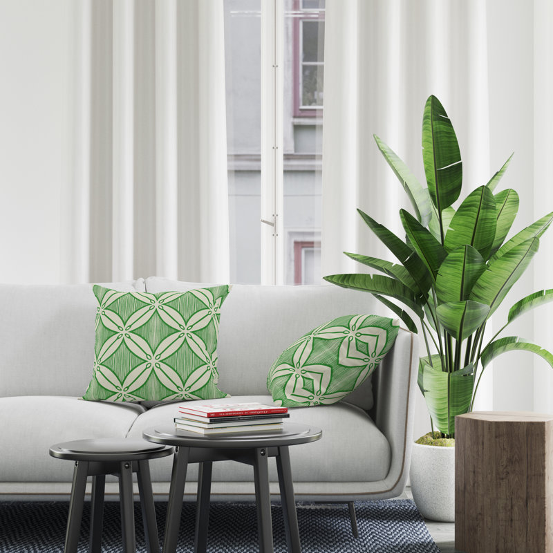 Jeté carré en polyester intérieur / extérieur, L 19 po x H 19 po, Vert