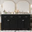 Meuble-lavabo double 60 po, lavabos en céramique, tablette réglable, charnières à fermeture silencieuse, tiroir rabattable