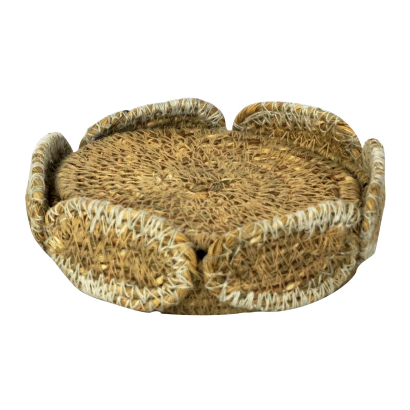 Cork Round 1 Piece Coaster Set With Holder