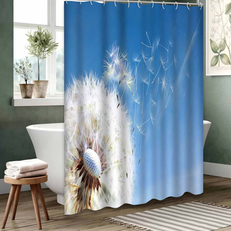 Blue Waterproof Shower Curtain,Shower Curtains for Bathroom with 12 Hooks, 72" L x 84" W