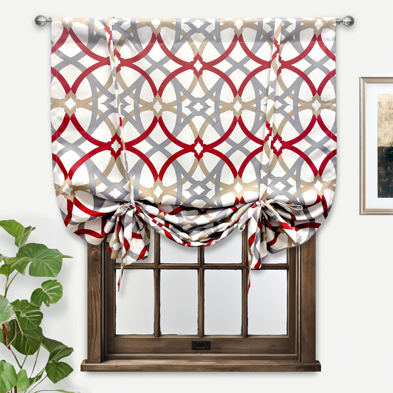 Halton Blackout Curtain Single Panel, Red/Gray, 45" W x 63" L