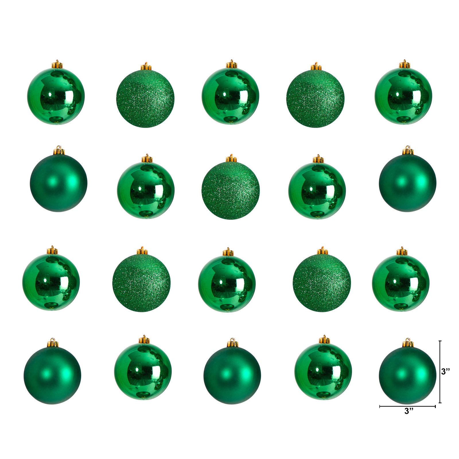 Shatterproof Hanging Ball Ornament (Set of 20) , Green