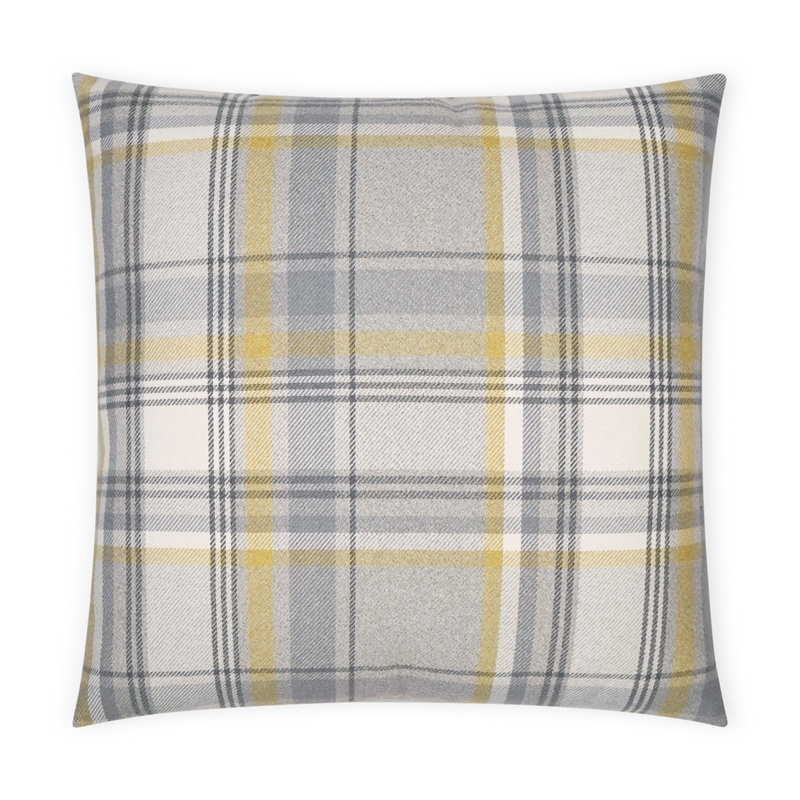 Coussin décoratif tartan, Gris anthracite, Carré 20 po