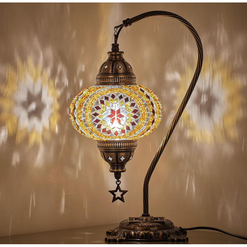 Lampe arquée Faithlynn USB, Noir, Jaune