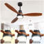 Ventilateur de plafond en bois 52 pouces avec 3 pales en bois massif Télécommande réversible avec moteur à courant continu-423270837-423270839