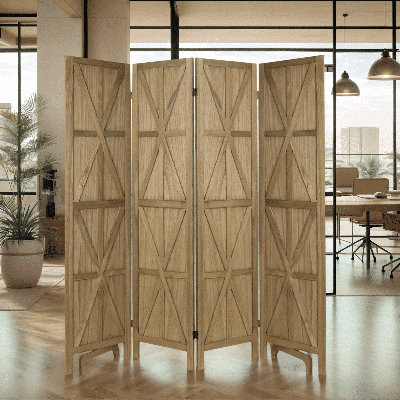 4 Panel Wood Room Dividers Folding Privacy Screens Freestanding Partition Wall by Gracie Oaks