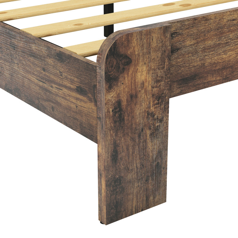 Base de lit en bois brun foncé pour très grand lit avec tête de lit avec rangement et 2 luminaires à DEL, qualité de sommeil tranquille, sans sommier, processus d'installation facile, plateforme spacieuse sous le compartiment - Fonction silencieuse éclairée,