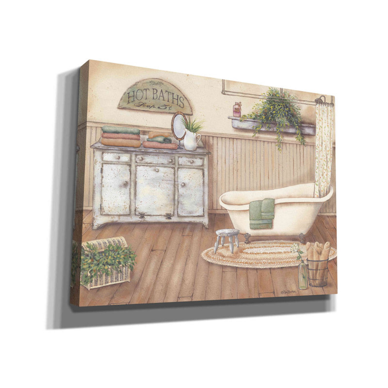 «Vintage Bath I» par Pam Britton, art mural sur toile, H 26 po x l 34 po x P 1,5 po