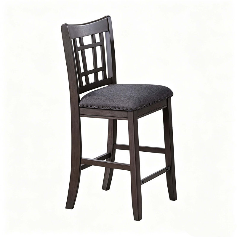 Chaises de salle à manger à hauteur de comptoir avec revêtement rembourré et détails cloutés