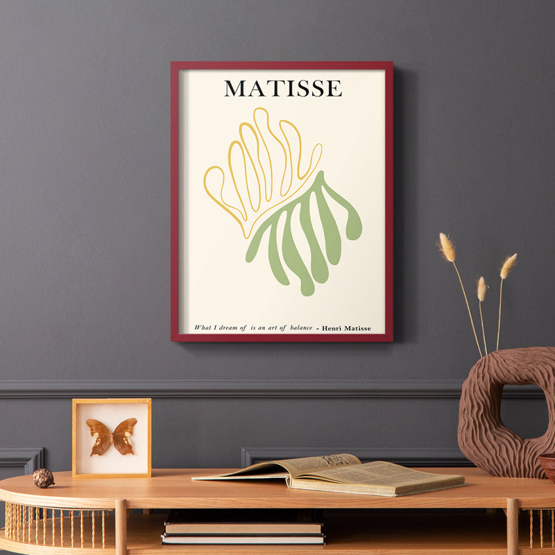 Matisse CDL XXXV, reproduction encadrée - bois massif, Cadre simple rouge, H 10 po x l 8 po