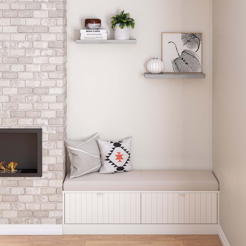 Sydney 24" W x 6" D Floating Shelves Set with Invisible Wall Mount Brackets, Grey