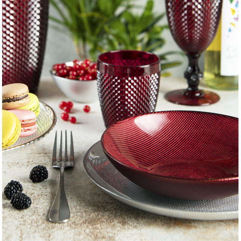 Diamond 400ml Drinking Glass Set, Red