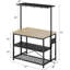 Îlot de cuisine 42 po - Étagère de boulanger mobile avec 3 tablettes, support pour micro-ondes et 5 crochets