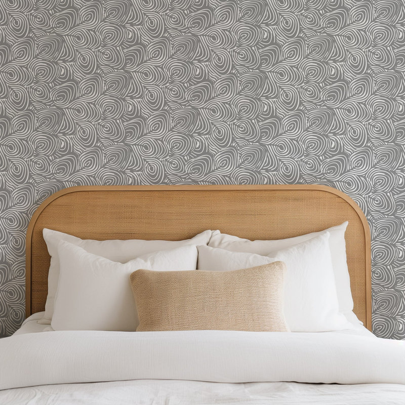 Lomé Plume 10' L x 24" W Wallpaper Roll, Charcoal, Faux Grasscloth, Non-pasted