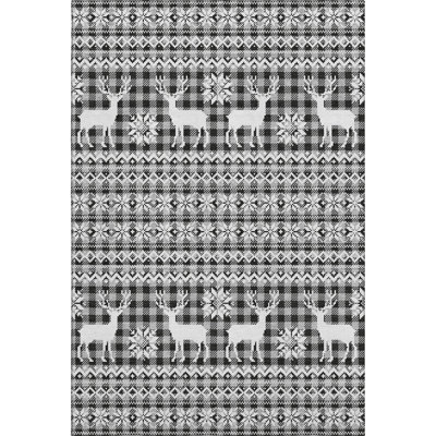 Premium Machine Washable Dockside AMF1820 Reindeers and Snowflakes Rug