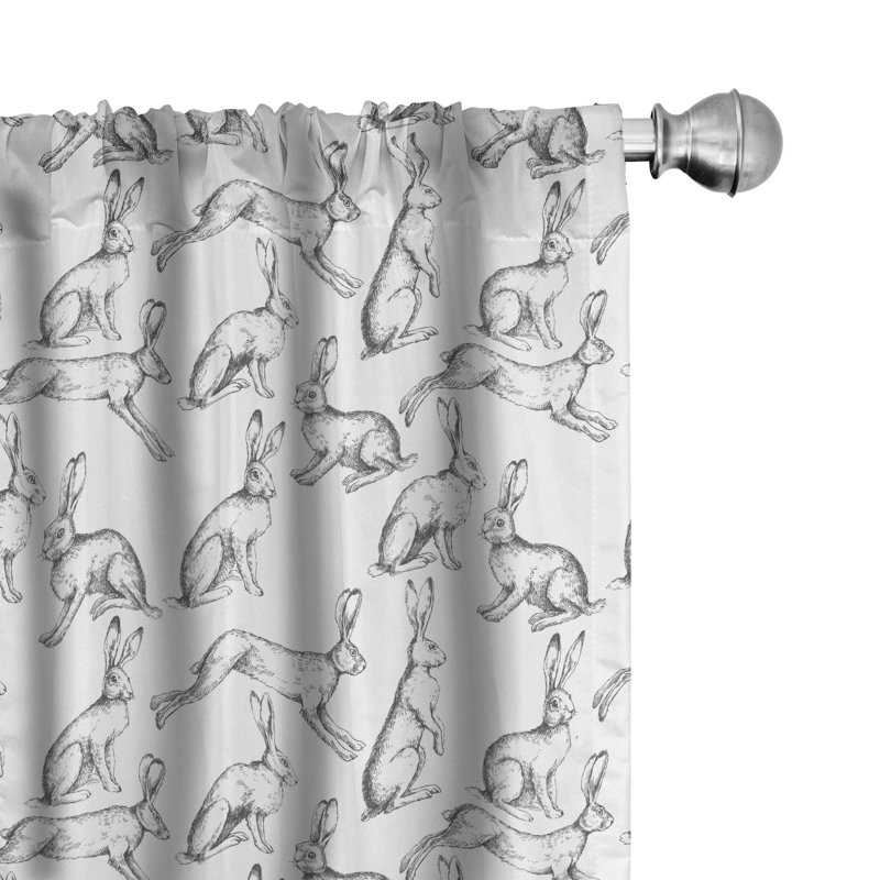 Animal Sketch Geometric Semi-Sheer Rod Pocket Curtain Panels, 28" W x 63" L