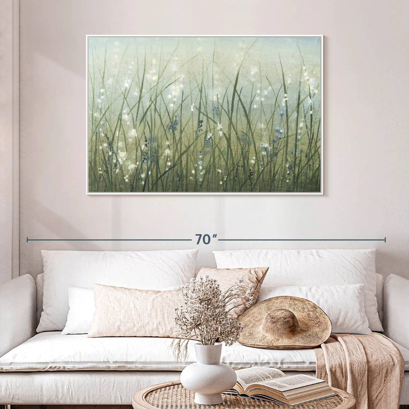 Meadow Bliss I, 46 po x 31 po, Cadre flottant blanc
