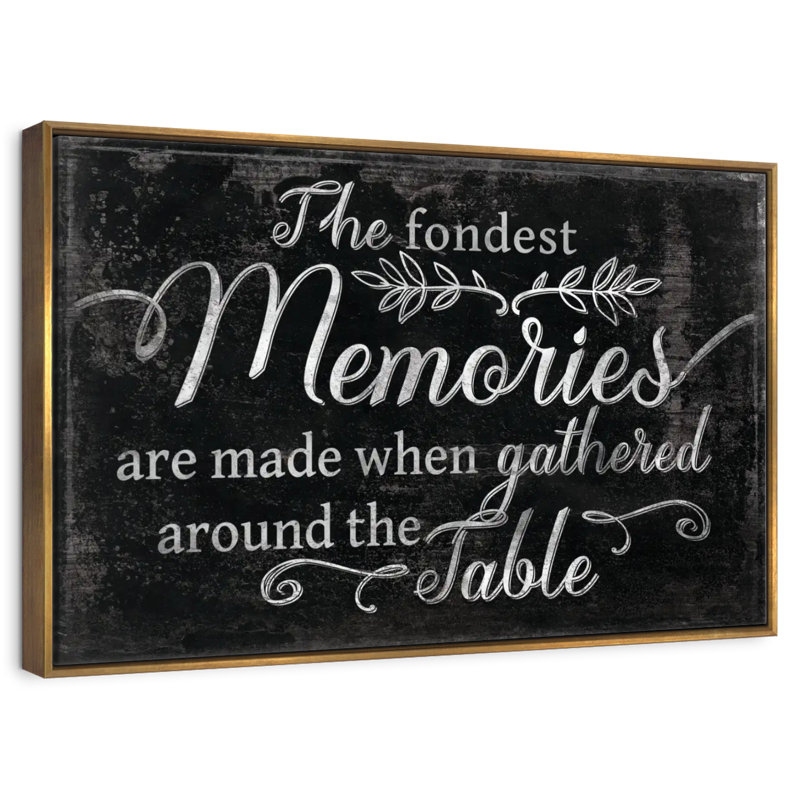 Fondest Memories, typographie, 46 po x 31 po, Cadre flottant doré