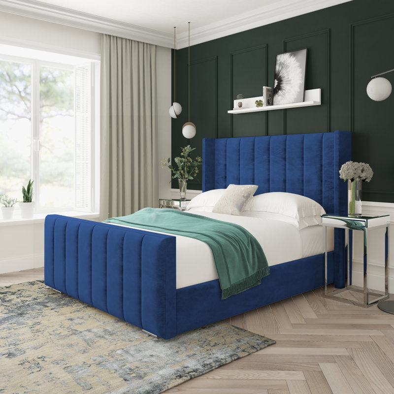 Willow Conistan Upholstered Ottoman Bed Frame, Blue, Kingsize (5')