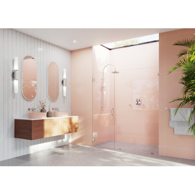 Illume 65.25 in. x 78 in. Fully Frameless Wall Hinge Shower Door