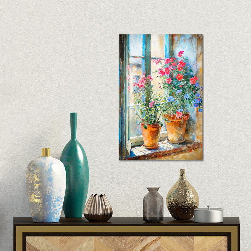 Summer Pots - reproduction d'art murale encadrée, Toile tendue, Ne s’applique pas, H 18 po x l 12 po