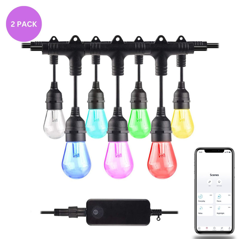 36-ft Outdoor Smart LED 18 - Bulb Standard String Light (End to End Connectable)