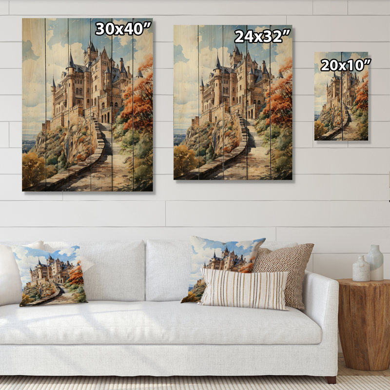 Château de Hohenzollern, Allemagne, sur bois, H 40 po x l 30 po x P 0,78 po