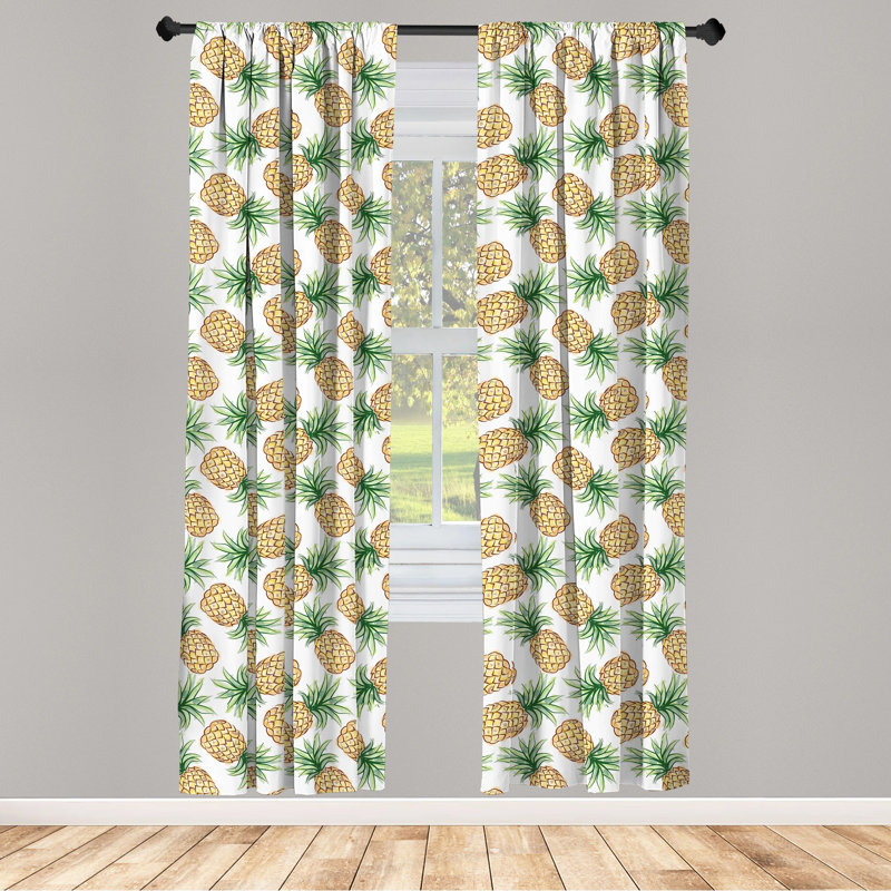 Pineapple Semi-Sheer Rod Pocket Curtain Panels, 28" x 95"