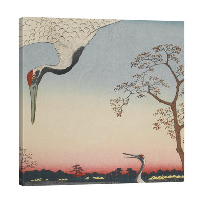 «Japanese Cranes» par Utagawa Hiroshige - reproduction sur toile tendue