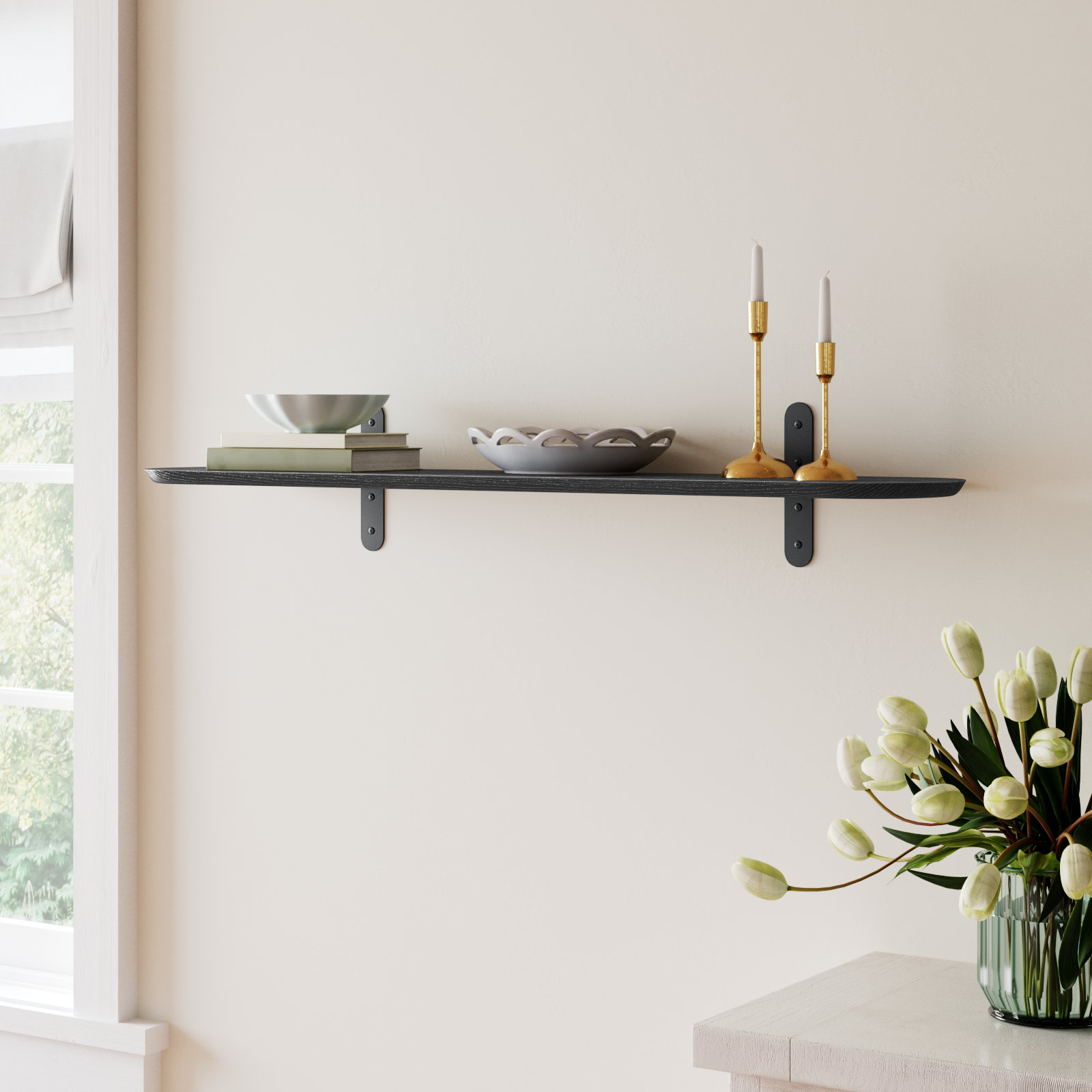 Wickman Oval Bracket Shelf, Black, Black