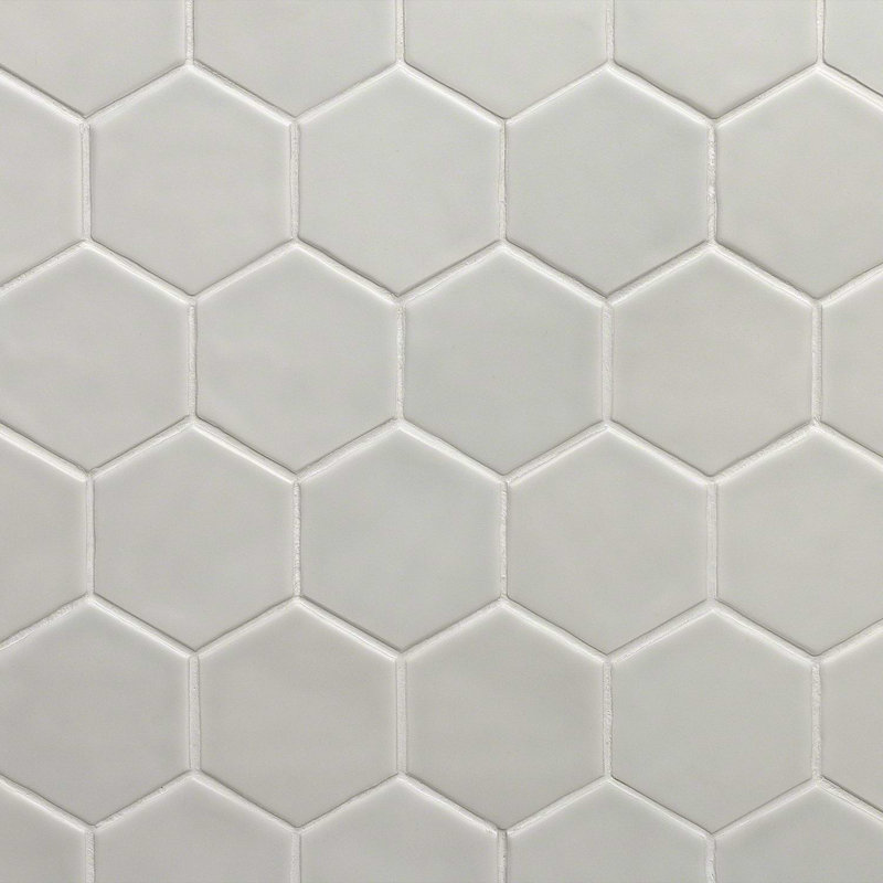 Meadowmere 3" Hexagon Matte Ceramic Tile, Cement Gray