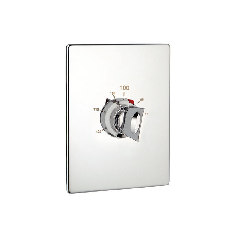Thermostat carré complet avec soupape Fresh, Chrome poli, 0,5 po