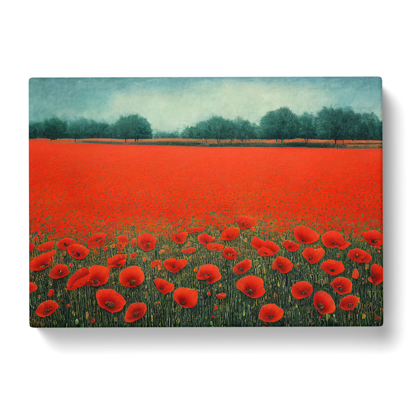 Lovable Poppy Field Flowers - Wrapped Canvas, 35cm H x 50cm W x 3cm D
