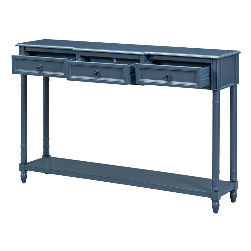 Console Console avec tiroirs pour le vestibule et tiroirs, Bleu marine antique