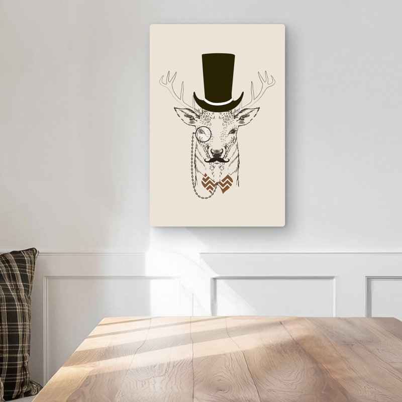 Aristocrat Roe Deer - Rustic Metal Print for Man Cave Decor