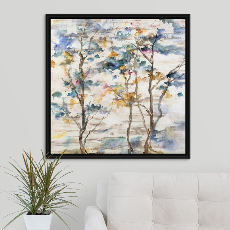 «Trio in Full Hue», peinture sur toile, Cadre flottant noir, H 31,7 po x l 31,7 po x p 1,75 po