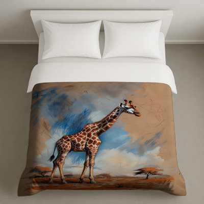 Giraffe In African Savanna Duvet Covers