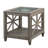 LUMERA Collection Glass Top Farmhouse End Table with Storage Shelf, Gray Wood Accent Side Table with Decorative X-Cross Panels for Living Room-1230876127