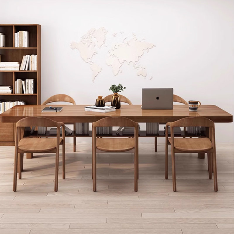 Bureau en bois massif à double couche Modern Minimalist, H 29,53 po x l 86,61 po x P 35,43 po