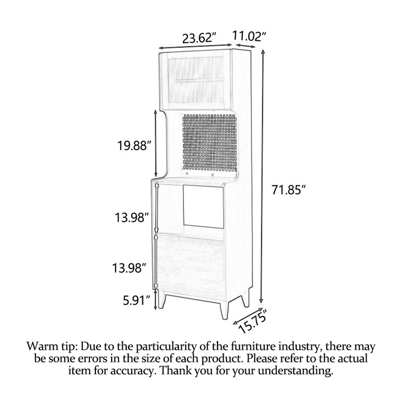 Modern Simple Multi-Functional Large Capacity Pantry, Walnut