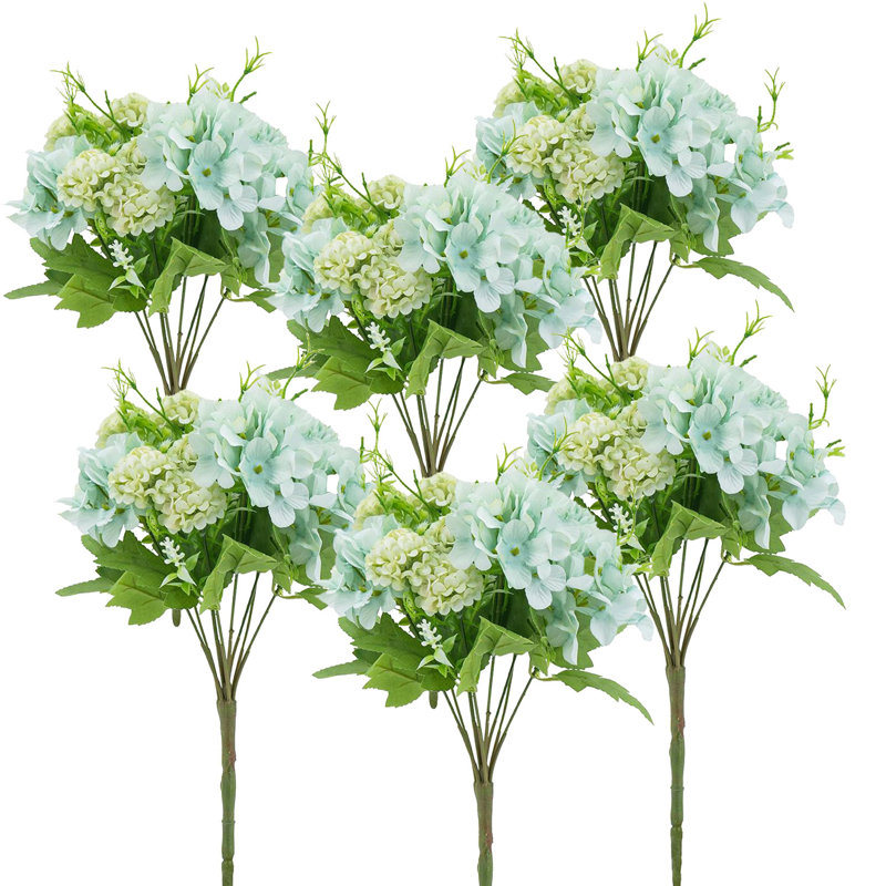 Hortensia / buisson de pompons - ensemble de 6, Bleu