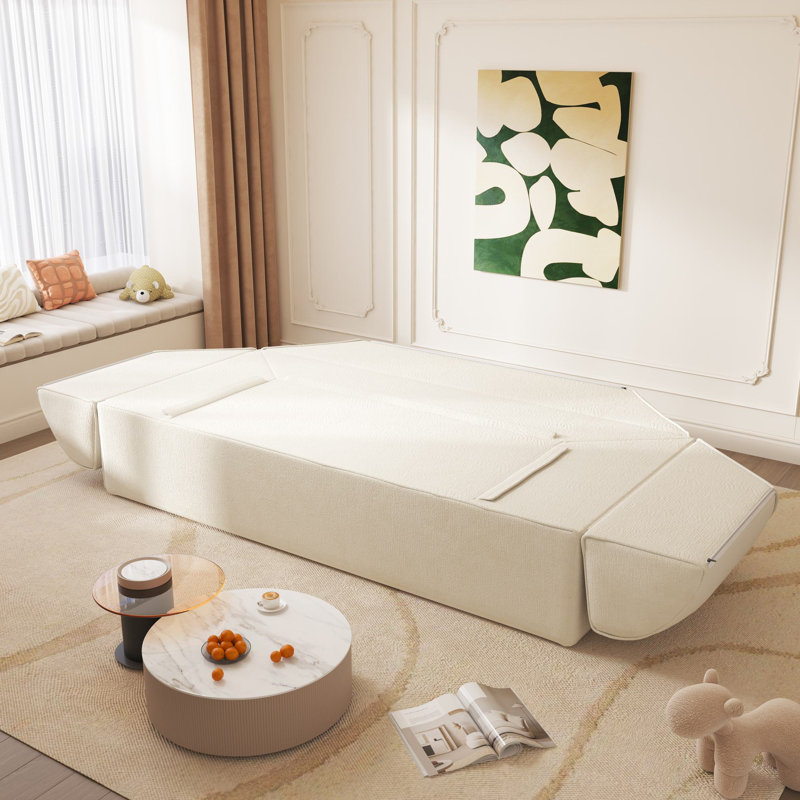 Canapé-lit convertible 3-en-1 moderne 79,5 po Rafael, Chenille beige