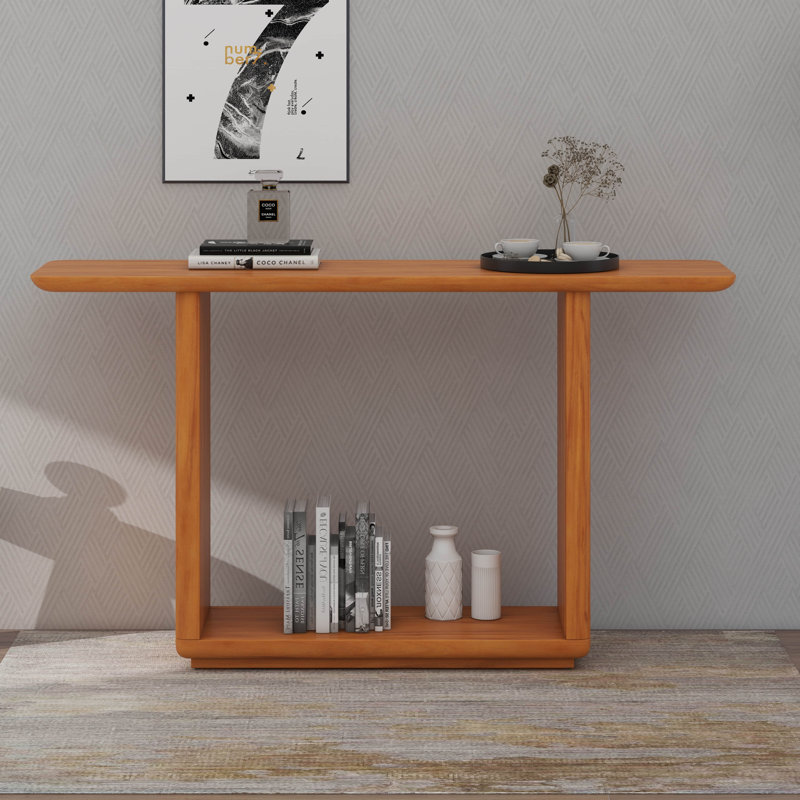 Minimalist Console Table With U-Base Design, Natural