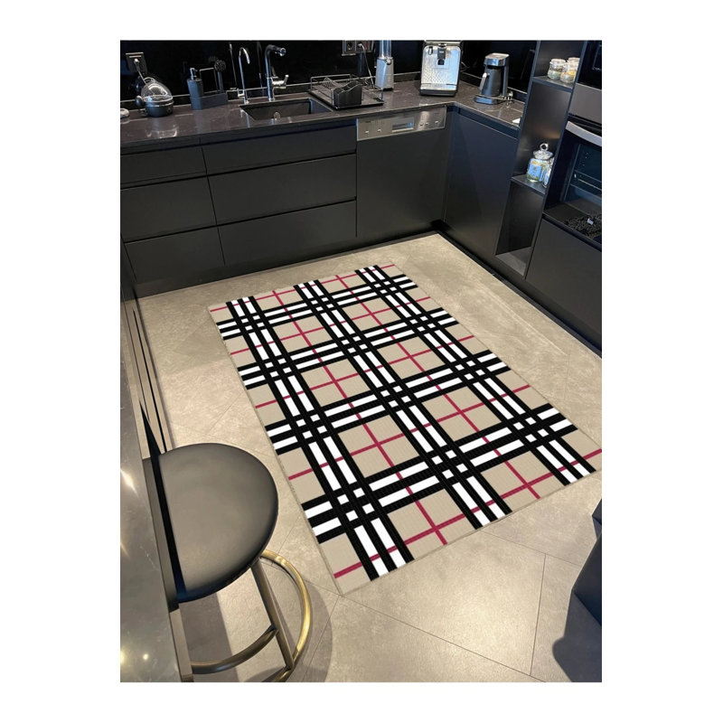 Tapis décoratif moderne rayé à motif géométrique, Rectangle 2 pi 4 po x 4 pi