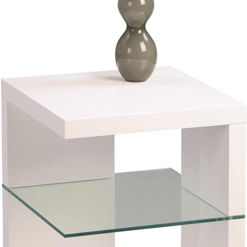 Alleman Side Table with Storage, Glossy White