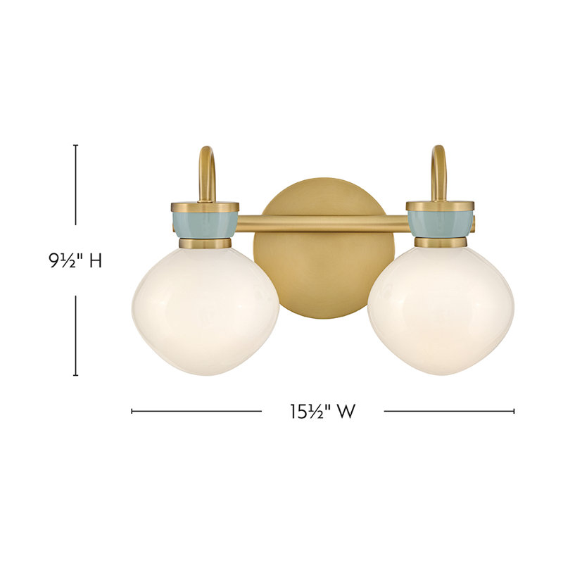 Luminaire de salle de bain 2 lumières avec verre opale Lucy, Bronze