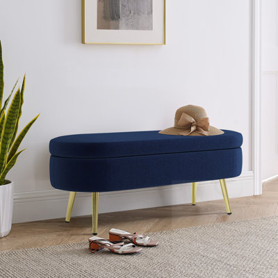 Banc de rangement ovale avec pieds en métal