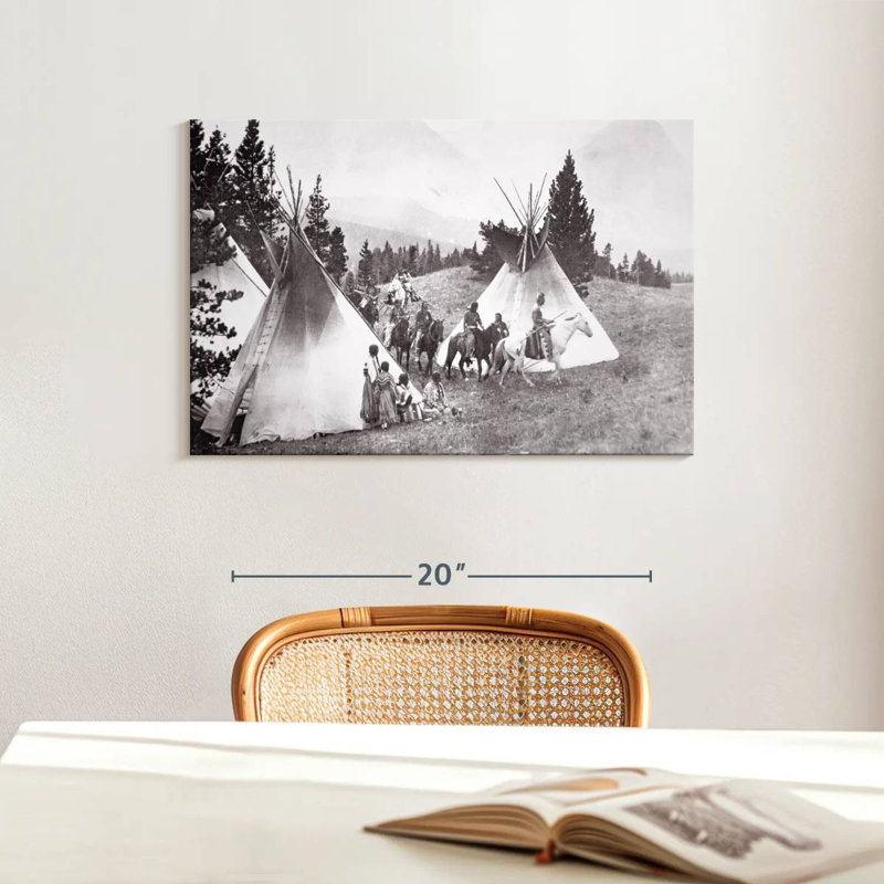 Native American Teepee Camp Montana, 16" H x 24" W